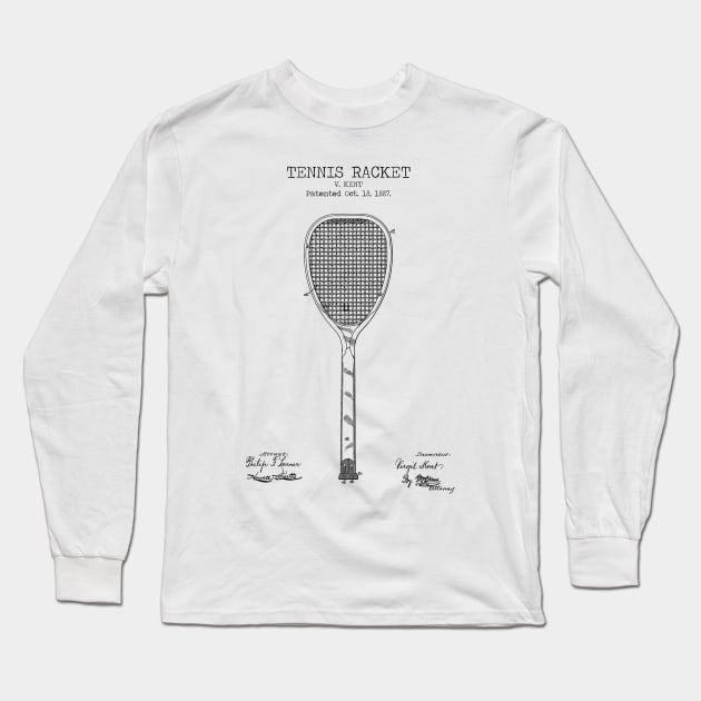 TENNIS RACKET patent Long Sleeve T-Shirt by Dennson Creative